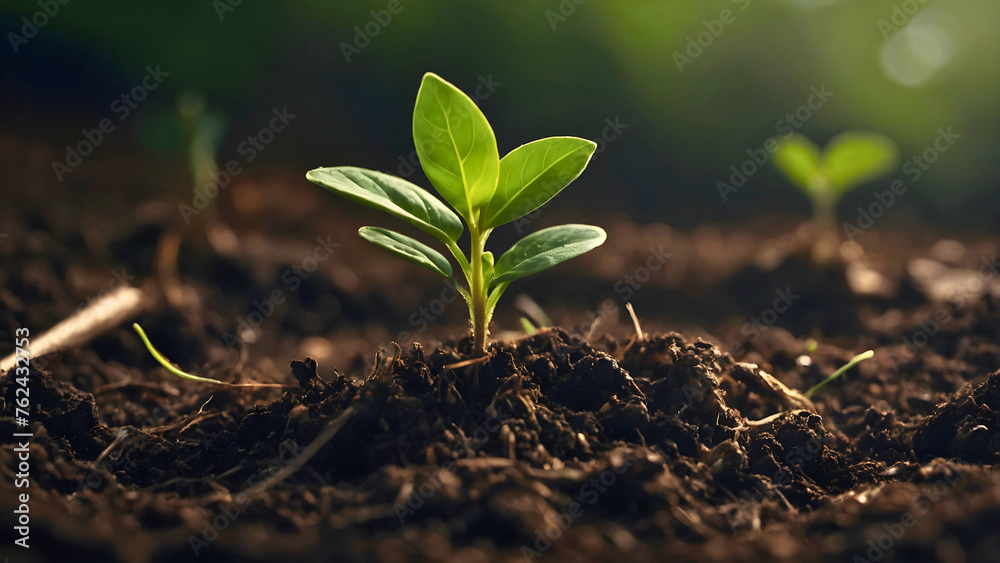 A young seedling that has just received the light of life, and is about to grow into a large plant. A young seedling that has just received the light of life, and is about to grow into a large plant.