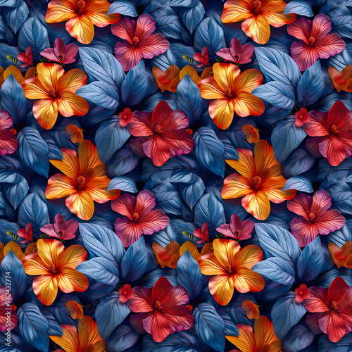 Vibrant floral pattern with flowers, seamless background for design. © Dominique
