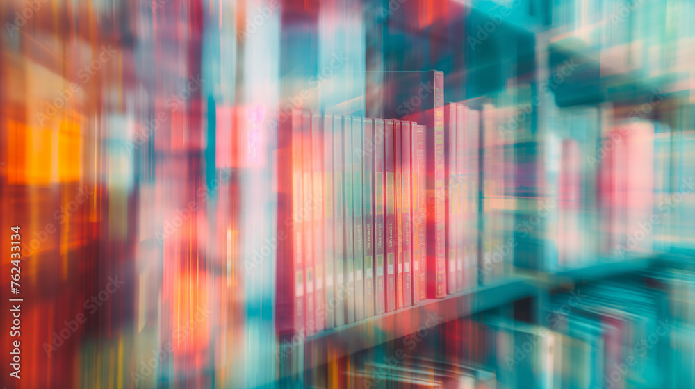 The abstract beauty of knowledge depicted through a blurred bookshelf, the indistinct titles and authors merging into a dreamy landscape of literature, the soft shadows adding dept The abstract beauty of knowledge depicted through a blurred bookshelf, the indistinct titles and authors merging into a dreamy landscape of literature, the soft shadows adding dept