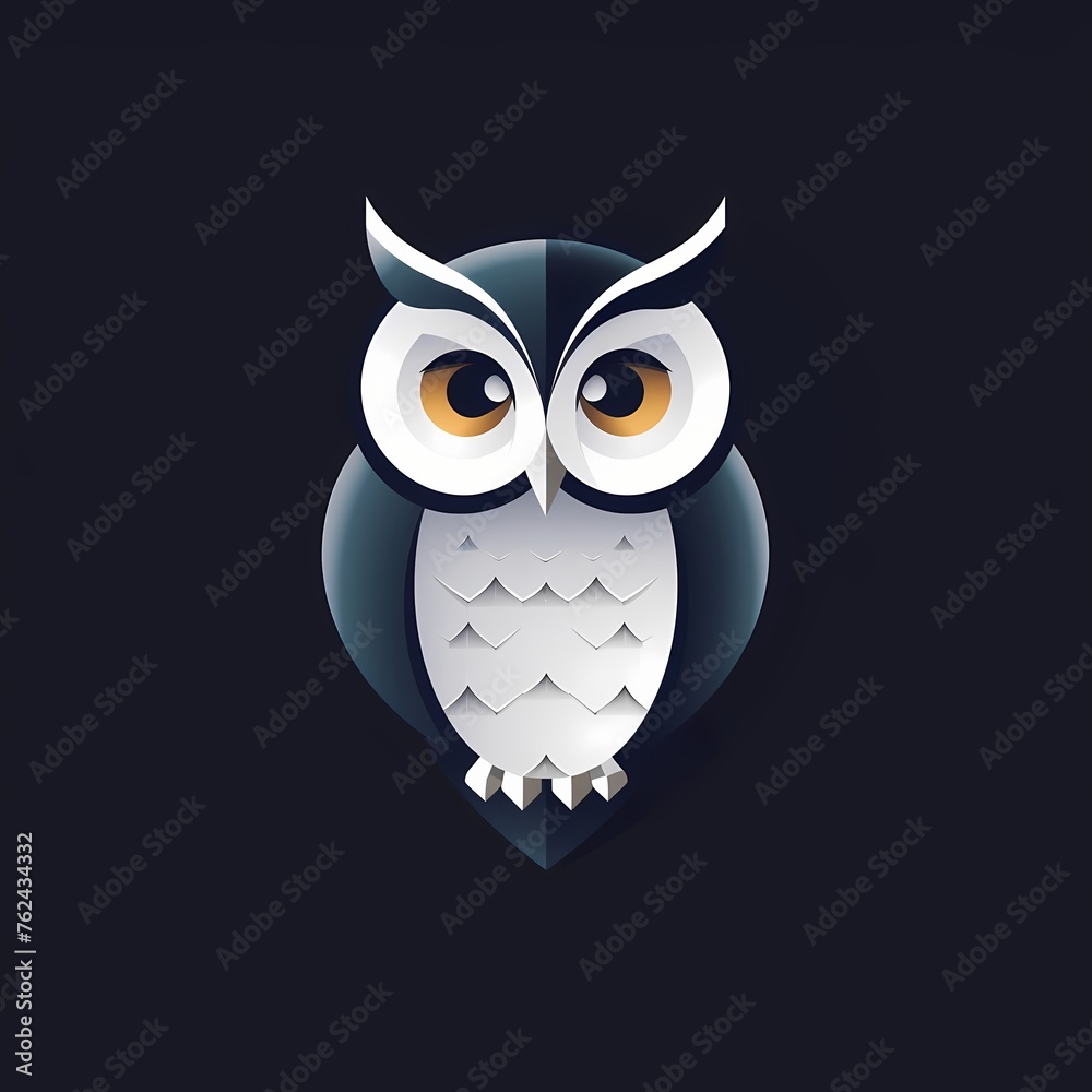 An enchanting and minimalistic depiction of a wise owl in a vector logo, blending simplicity with a touch of sophistication.