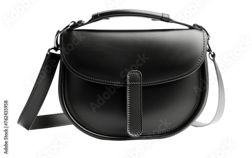 Black Weston Leather Shoulder Crossbody Bag Purse Isolated on Transparent background.