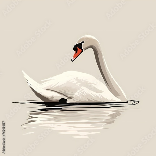 An elegant, minimalistic vector representation of a swan, captured with HD precision, balancing simplicity and intricate details.