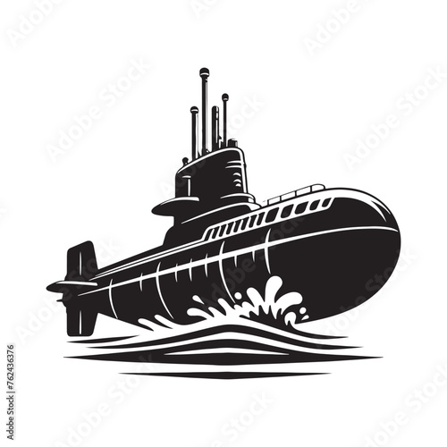 Submarine Vector Spectacle - Embarking on an Underwater Odyssey with Submarine Illustration - Minimallest Submarine Vector
