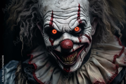 Eerie Scary clown horror. Angry face. Generate Ai