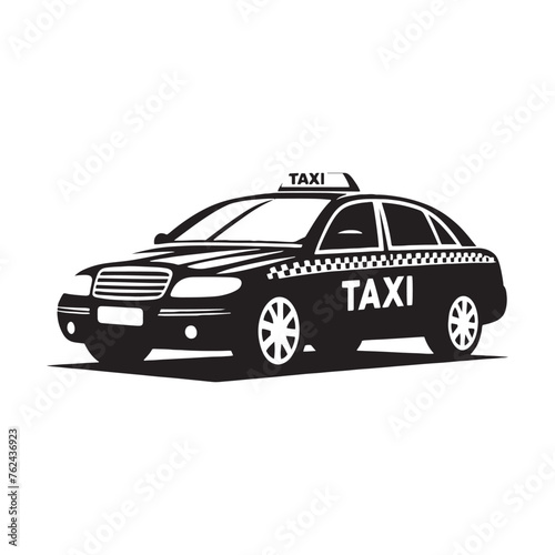 Eerie Taxi Set of Silhouette - Illuminating the Night with Shadows of Urban Mobility - Taxi Illustration - Minimallest Taxi Vector 