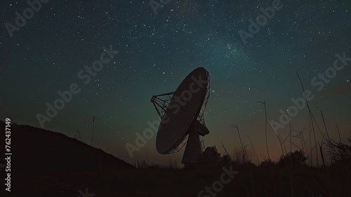 A satellite dish against a night sky