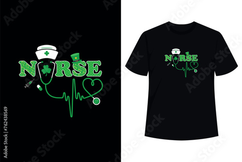 Irish Nurse Stethoscope Scrub St Patricks Day Nurses Women T-Shirt