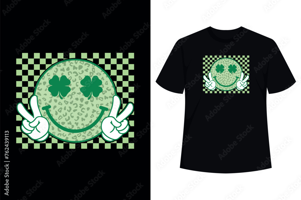 Retro Groovy St Patricks Day Shamrock Hippie Smile Face T-Shirt Retro Groovy St Patricks Day Shamrock Hippie Smile Face T-Shirt