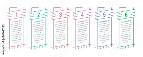 outline lines infographic template. six step briefing template. annual report, informational template for magazine. Infographic template for industry, healthcare, energy, business, technology, science