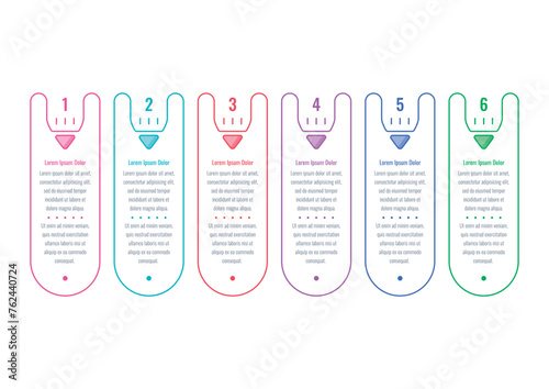 colored pencils infographic template. six step briefing template. annual report, informational template for magazine