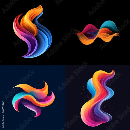 Abstract waves of color converging to form a dynamic and beautiful vector logo.