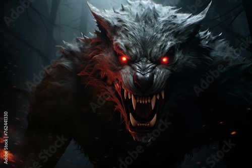 Fearsome Scary werewolf dark. Horror fear night. Generate Ai