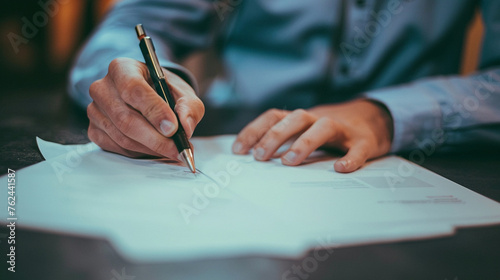 Person Writing on Paper With Pen