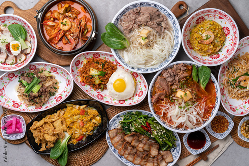 Thai style, fried rice, pad thai, kung, shrimp, tom yum , kram, pork, rice topped with rice, fried eggs, beef, rice noodles, pod see , Udon tani, kuwei, tai fox morning glory, pork belly