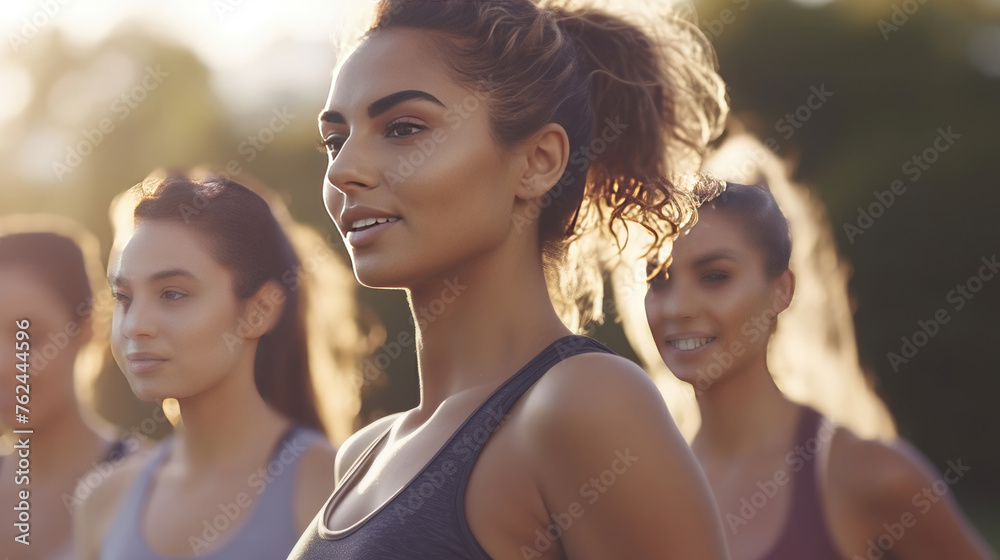 Sun-Drenched Exercise, Close-Up of Women in Park Doing Workout Routine