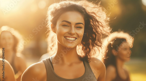 Sun-Drenched Exercise, Close-Up of Women in Park Doing Workout Routine