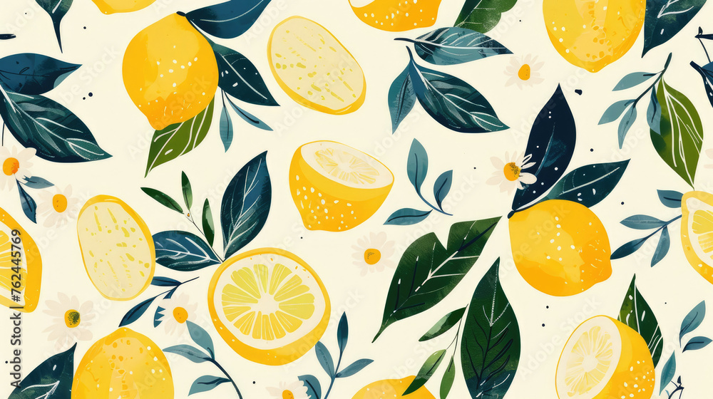 Lemon pattern flat vector design Lemon pattern flat vector design