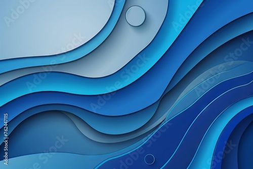 Abstract digital design with blue circular lines and cut-out elements, vector illustration