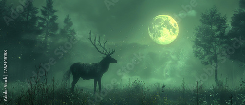 Majestic 3D cartoon centaur archer in a moonlit clearing © Leninya