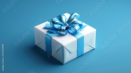 Luxurious white gift box with a blue satin ribbon for special occasions