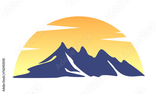 Hills mountain and sunset illustration design vector