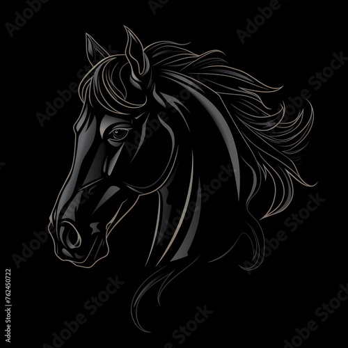 The elegance of a black horse's head in isolated vector, capturing the essence of beauty and strength for an animal-themed logo.