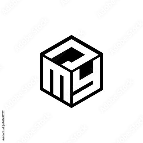 MYJ letter logo design with white background in illustrator, cube logo, vector logo, modern alphabet font overlap style. calligraphy designs for logo, Poster, Invitation, etc.