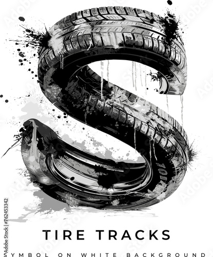 Tire font. Letter S. Vector