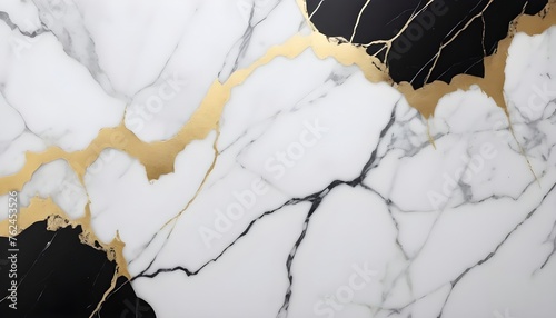  Black White Marble with golden texture background