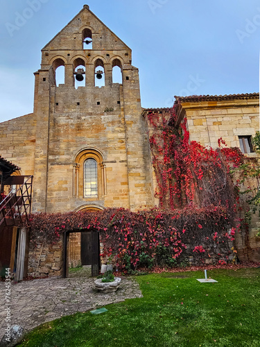 Facade of the monastery of Santa Maria la Real in Aguilar de Campoo, province of Palencia