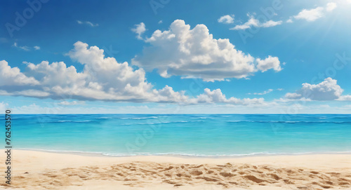 Coconut Palm trees on white sandy beach in Caribbean sea Saona island AI Generated