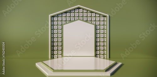 Islamic themed podium with sage green color