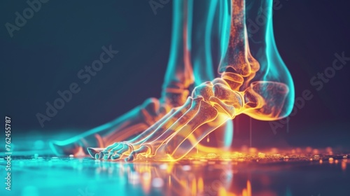 Colorful Digital Visualization of Human Foot Skeleton During Walking Motion