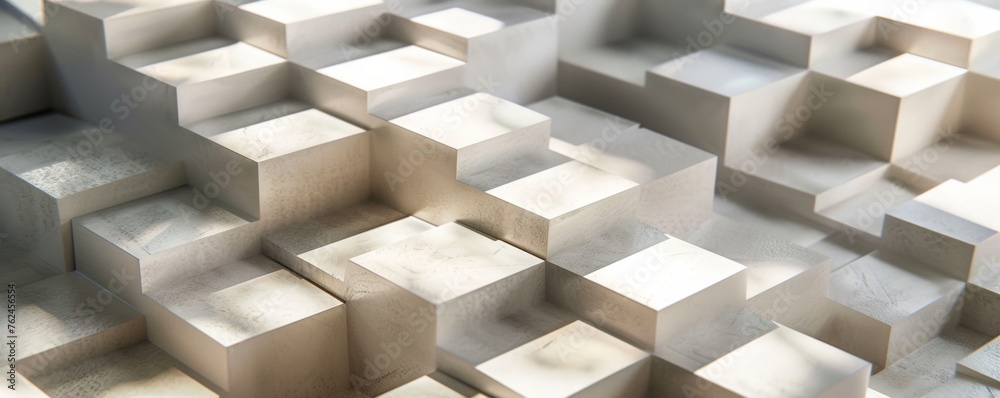 Abstract Geometric Pattern of Wooden Cubes in High Contrast Lighting Abstract Geometric Pattern of Wooden Cubes in High Contrast Lighting
