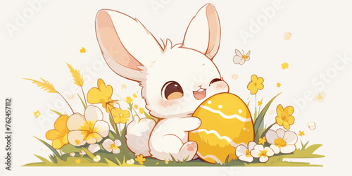 A vector banner for Easter Day with a white background, providing copy space for illustration of holiday celebration