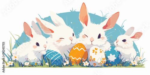 A vector banner for Easter Day with a white background, providing copy space for illustration of holiday celebration