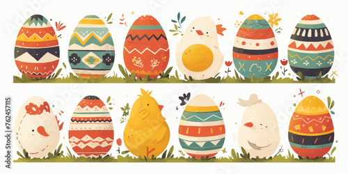 A vector banner for Easter Day with a white background, providing copy space for illustration of holiday celebration