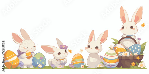 A vector banner for Easter Day with a white background, providing copy space for illustration of holiday celebration