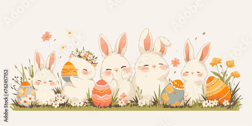 A vector banner for Easter Day with a white background, providing copy space for illustration of holiday celebration