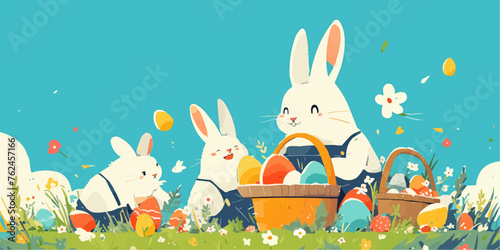 A vector banner for Easter Day with a white background, providing copy space for illustration of holiday celebration
