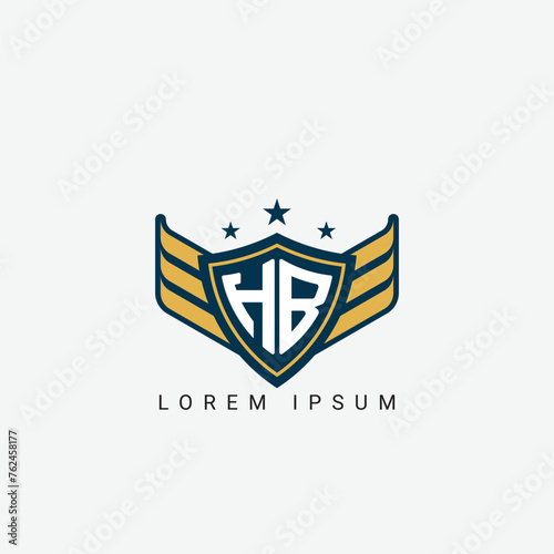 Luxury HB, BH Letter Wing with Shield Logo template
