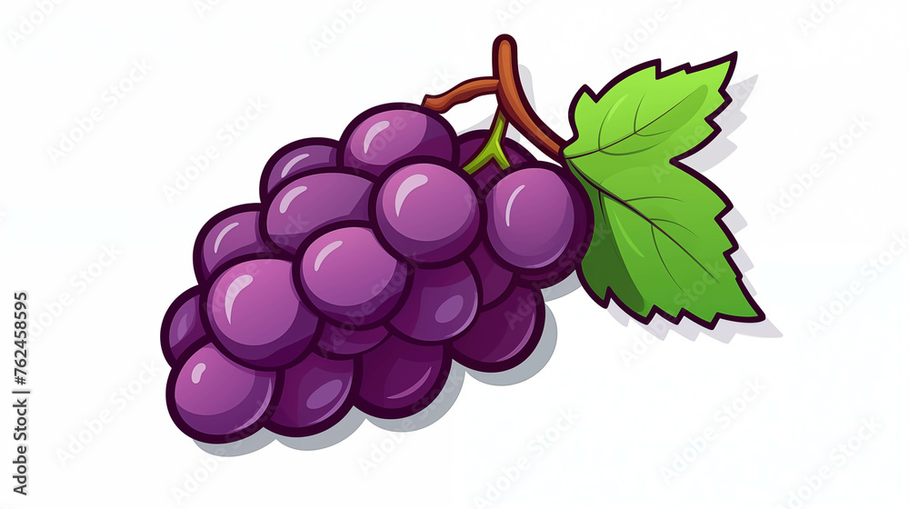 Drawing of a bunch of purple grapes on a white background. Drawing of a bunch of purple grapes on a white background.
