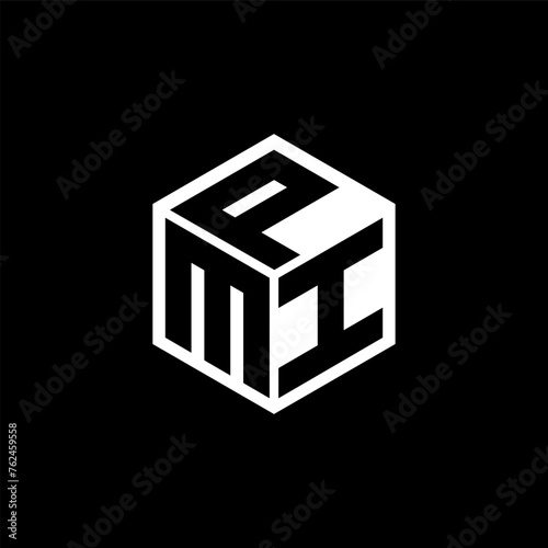 MIP letter logo design with black background in illustrator, cube logo, vector logo, modern alphabet font overlap style. calligraphy designs for logo, Poster, Invitation, etc. photo