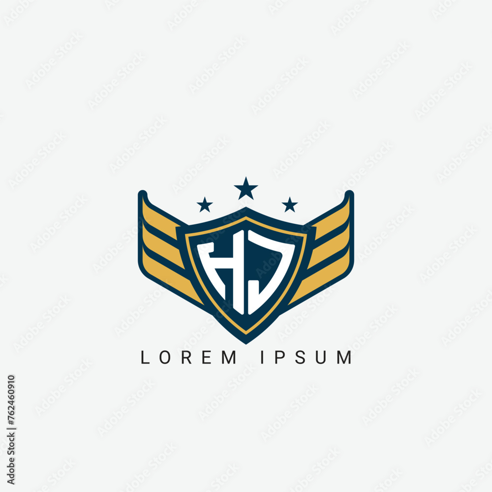 Luxury HJ, JH Letter Wing with Shield Logo template Luxury HJ, JH Letter Wing with Shield Logo template