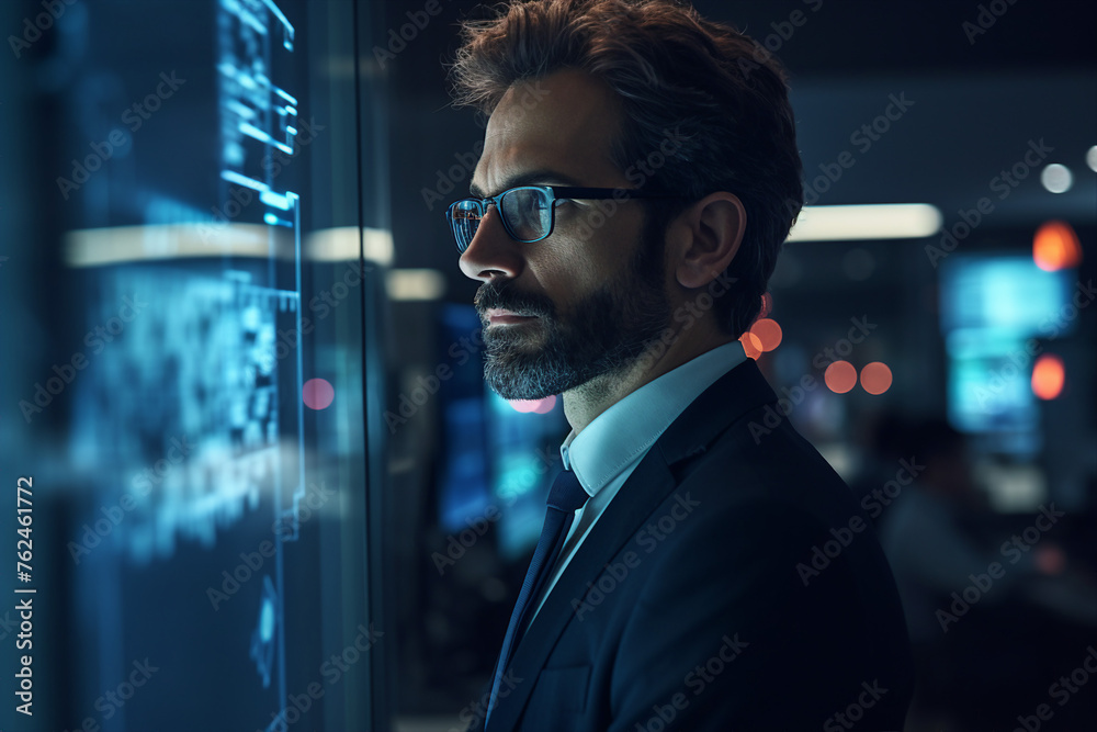 Fototapeta premium Created with generative AI picture of confident office worker IT specialist system administrator manager