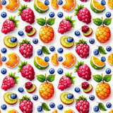 fruit pattern, frameless pattern to enlarge and use as graphic element like background, tiles, ai generated