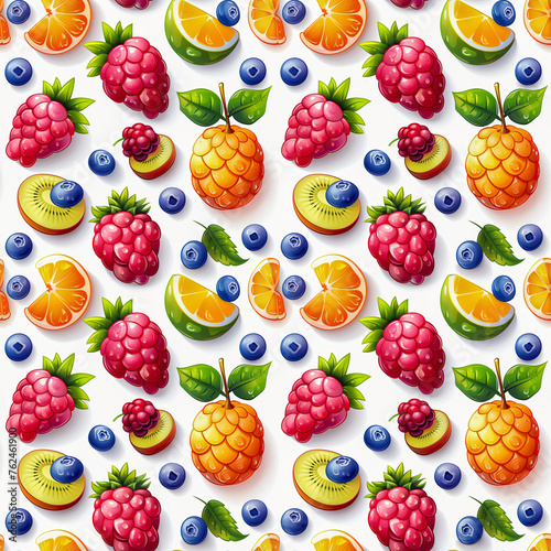 fruit pattern  frameless pattern to enlarge and use as graphic element like background  tiles  ai generated