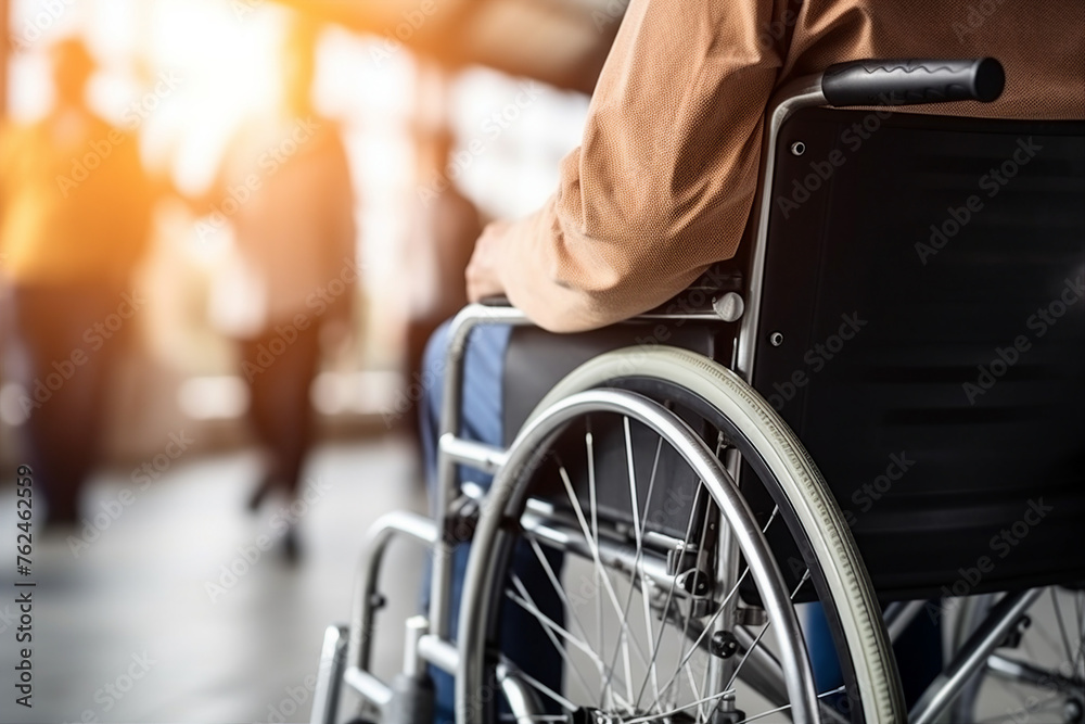 AI generated picture of elderly patient in a wheelchair feel isolated hospital rehabilitation AI generated picture of elderly patient in a wheelchair feel isolated hospital rehabilitation