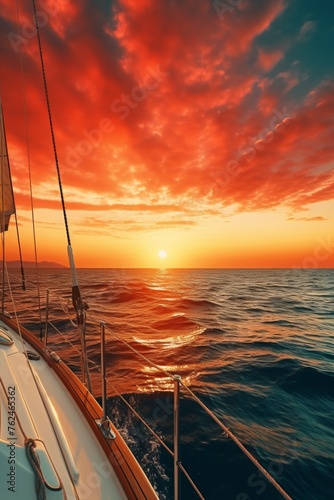 the yacht sails into the sunset Generative AI © Valentine