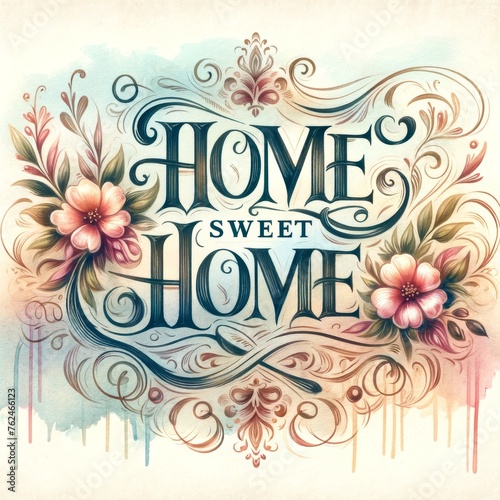 Vintage Florals Meet Modern Typography: "Home Sweet Home"